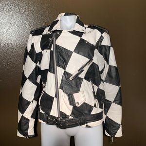 LA ROXX vintage leather moto jacket unisex
